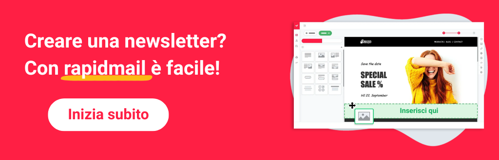 Banner con preview dell'editor drag-and-drop di rapidmail